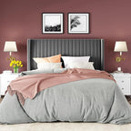 Allewie Full Size Velvet Bed Frame/Vertical Channel Tufted Wingback - Image 3