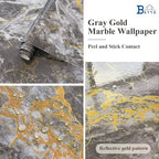 BAYYA 48"x354" Extra Wide Marble Contact Paper Dark Grey Marble Wallpaper Peel - Image 6