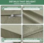 Summsun Water Resistant Outdoor Chair Cushions, Faux Linen Backrest and Deep - Image 4