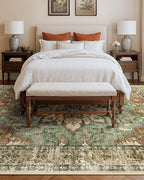 RELEANY Area Rugs 10'x14' Washable Non-Slip, Floral Vintage Distress Print - Image 3