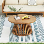 Merax Patio Outdoor Acacia Wood Round Coffee Table by Merax