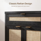 SICOTAS Sideboard Buffet Storage Cabinet Set of 3, Rattan Credenza Buffet Table - Image 4