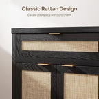 SICOTAS Sideboard Buffet Storage Cabinet, Rattan Accent Cabinet - Image 5