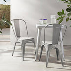 Amazon Basics Metal Dining Chairs, Indoor/Outdoor, 330-Pound Capacity, Dark Gray - Image 2