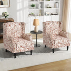 Pia Ricco Set of 2 Floral Accent Chairs, High Back Upholstered Armchairs - Image 6