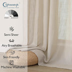 Chyhomenyc Semi Sheer Curtains 84 Inches Long 2 Panels Set, Light Filtering - Image 2