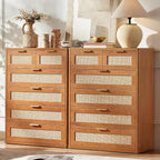 LEYAOYAO Rattan Dresser for Bedroom, Modern 6 Drawers Boho Dressers - Image 9