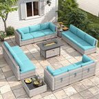 12-Seat Modern Outdoor Wicker Rattan Patio Furniture Set by MASIONBACKYARDS