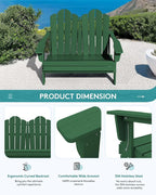 SERWALL Folding Adirondack Bench, HDPE All-Weather Adirondack Loveseat Set of 2 - Image 6