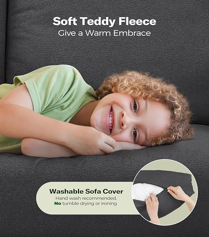 Welzona 83" Couches for Living Room, Teddy Sofa Couch, Comfy Sofas for Living - Image 4