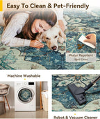 RELEANY Area Rugs Round 10ft Washable Non-Slip, Floral Vintage Distress Print - Image 5