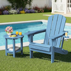 SERWALL Round Outdoor Side Table Set of 2, HDPE Small Adirondack Double End - Image 2