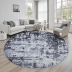 Round Area Rug for Living Room: 8 ft Washable Modern Abstract Soft Thin Rug by FXRHLP