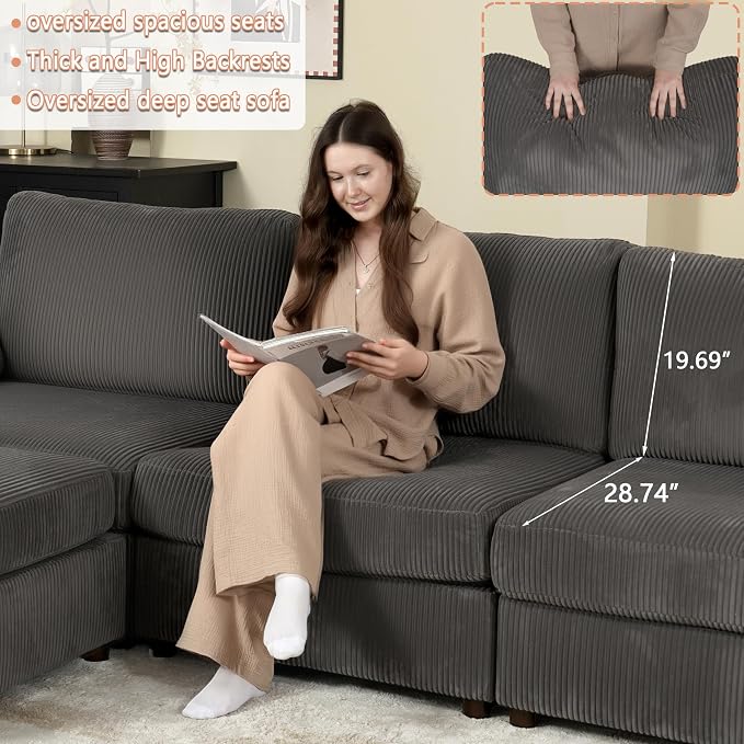 EASE MOOSE Oversized Sectional Modular Sofa, Large U Shape Sectional Couch Wide - Image 2