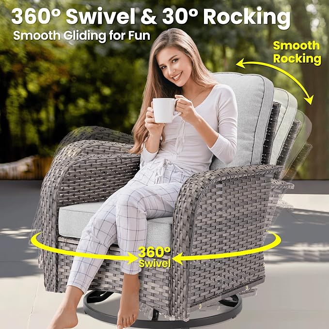 ovios 10 Pieces Patio Furniture Set, Outdoor Wicker Sofa Couch - Image 2