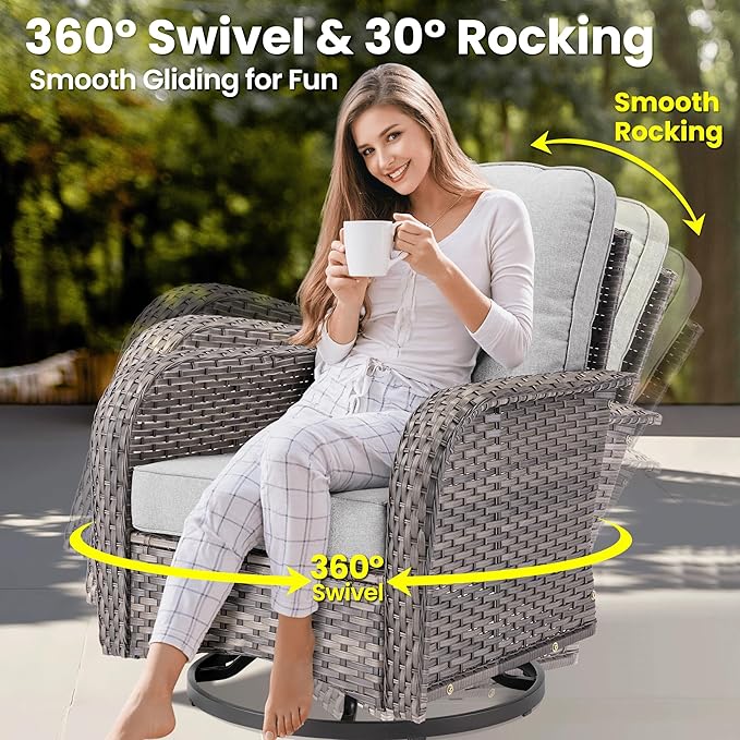 ovios 5 Pieces Patio Furniture Set, Outdoor Wicker Sofa Couch - Image 5