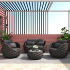TWT Patio Furniture Set 4 Pieces Aluminum Outdoor Furniture w/27.8in Coffee by TWT