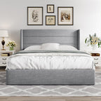 Allewie Queen Size Lift Up Storage Bed, Modern Wingback Headboard, Hydraulic - Image 7