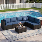 LEVELEVE 7 Pieces Outdoor Patio Furniture Sets, Rattan Conversation Sectional - Image 7