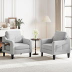 Accent Chair for Living Room Modern Linen Upholstered Armchair Side Wooden by Unknown