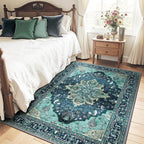 RELEANY Area Rugs 4'x6' Washable Non-Slip, Floral Vintage Distress Print - Image 2