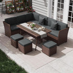 KIGOTY 7 Piece Patio Furniture Set, Outdoor PE Wicker Rattan Outdoor Dining Set by KIGOTY