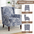 Pia Ricco Set of 2 Floral Accent Chairs, High Back Upholstered Armchairs - Image 3