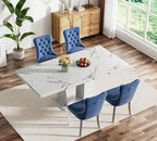 Henf 5 Pieces Faux Marble Dining Table Set - Image 2