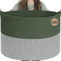 INDRESSME 115L Extra Large Cotton Rope Blanket Basket, Home Decor Laundry by INDRESSME