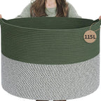 INDRESSME 115L Extra Large Cotton Rope Blanket Basket, Home Decor Laundry by INDRESSME
