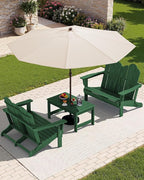 SERWALL Folding Adirondack Bench, HDPE All-Weather Adirondack Loveseat Set of 2 - Image 2