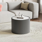 SSLine Round Drum Coffee Table Set of 2 Modern Sintered Stone Top Nesting - Image 4