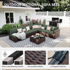 UPHA 7 Pieces Patio Furniture Sets, Wicker Outdoor Sectional Sofa Couch - Image 3