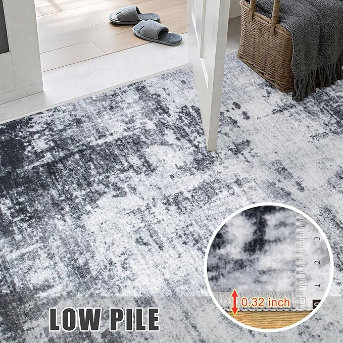 8x8 Area Rug Living Room Rug: Washable Modern Abstract Soft Thin Rug Indoor - Image 7