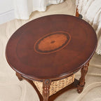 Solid Wood End Table with Drawer, Oval Sofa Side Table, Storage Shelf, Living - Image 5