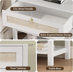 Xixini Nightstand Set of 2, Rattan Boho Bedside Table - Image 5