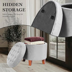 Homepop Home Decor | Upholstered Round Velvet Tufted Foot Rest Ottoman | Ottoman - Image 5
