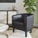 BELLEZE Accent Barrel Chair, Linen Round Chair Club Tub Sofa Corner Chair - Image 2