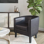 BELLEZE Accent Barrel Chair Set of 2, Linen Round Chair Club Tub Sofa Corner - Image 2