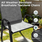 Pamapic Outdoor Dining Sets for 4, Square Steel Slat Table - Image 6