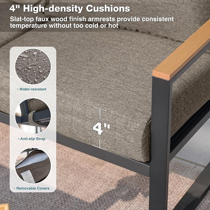 Patio Furniture Set, 4 Pieces Outdoor Patio Furniture - Image 4