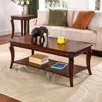 Traditional Distressed Farmhouse Style Coffee Table Set, 3-Piece Solid Wood - Image 6