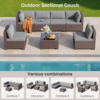 Qsun 7 Pieces Outdoor Patio Furniture Set, PE Rattan Outdoor Wicker Sectional - Image 5
