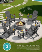 SERWALL Round Outdoor Side Table, HDPE Small Adirondack End Table, 2-Tier Patio - Image 9
