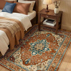 RELEANY Area Rugs 3'x5' Washable Non-Slip, Floral Vintage Distress Print by RELEANY