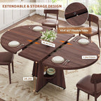 Extendable Dining Table, Round Kitchen Dining Room Dinner Table - Image 6