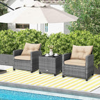 Tangkula 3 Pieces Wicker Patio Furniture Set, Outdoor Rattan Conversation - Image 3