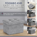 Ornavo Home Small Storage Ottoman Foldable Collapsible Rectangle Linen Ottoman - Image 5