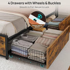 Rolanstar Twin Bed Frame with 4 Storage Drawers, Charging Station and LED Lights - Image 4