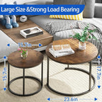 aboxoo Coffee Table Nesting Round Table Set of 2 Side Table - Image 2
